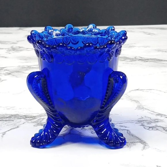 Degenhart Glass Forget Me Not Trinket Toothpick Paperweight Vtg - Picture 1 of 6